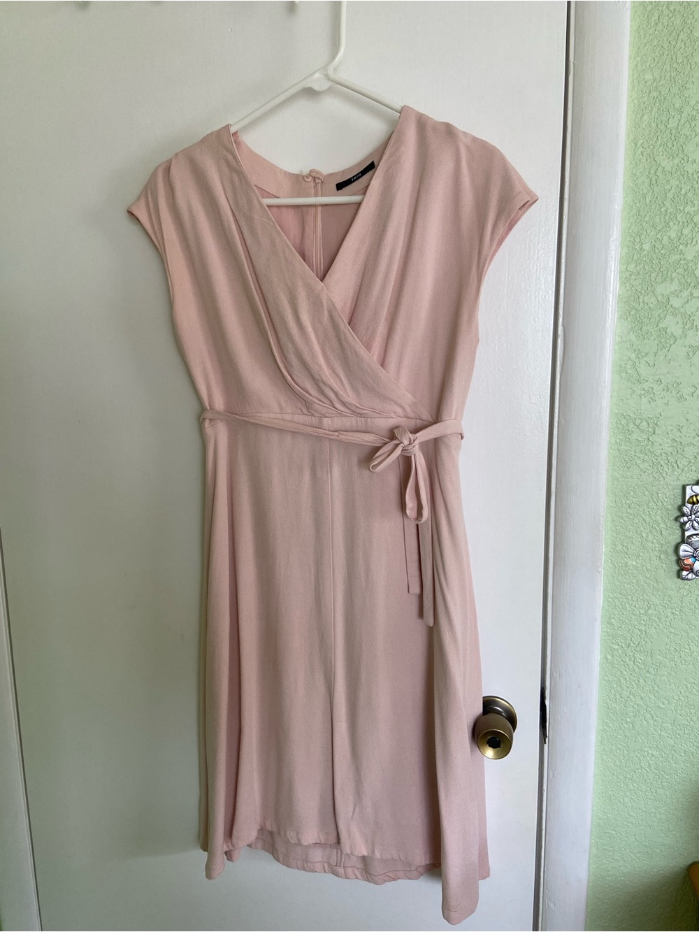 Blush Wrap Midi Dress with Tie Waist